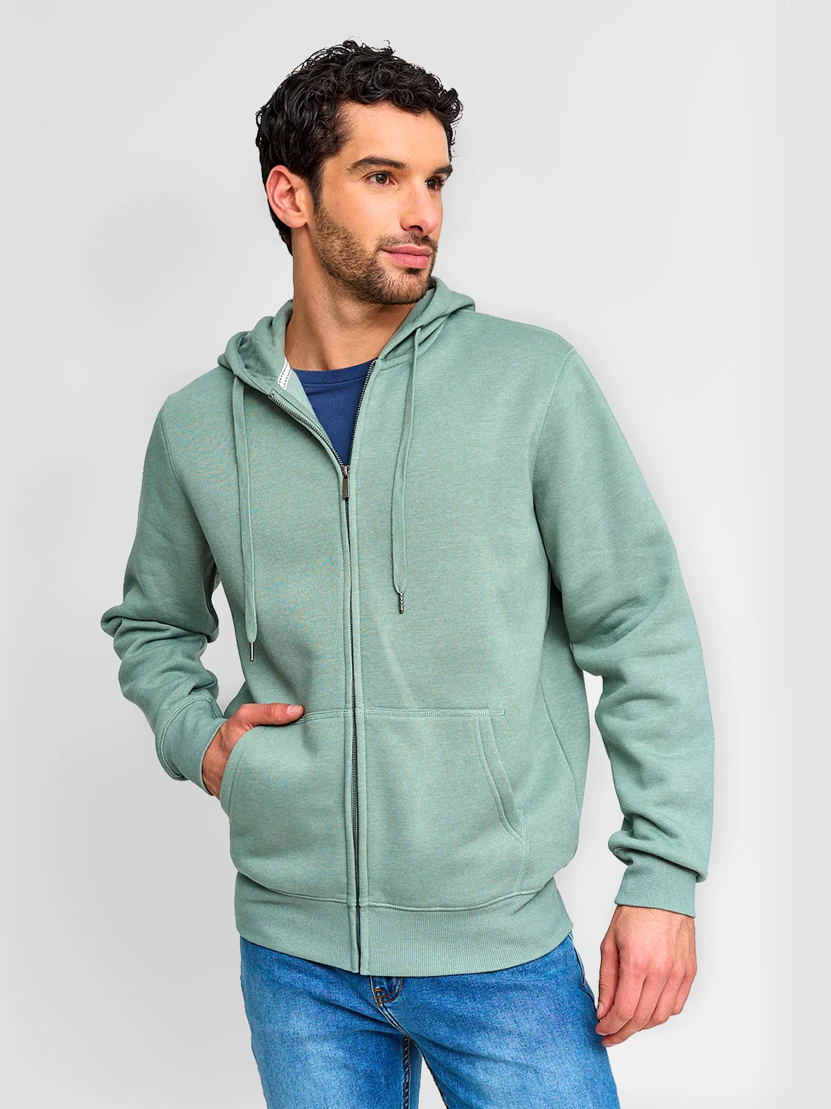 POLERÓN HOMBRE KENNETH STEVENS ALGODÓN FULL ZIPPER BÁSICO HOODIE - 1