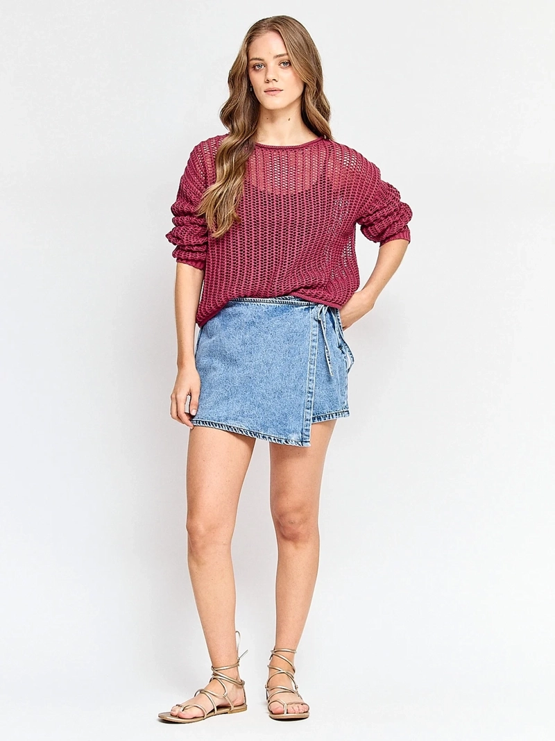SWEATER MUJER AEROPOSTALE ALGODÓN CALADO - 4