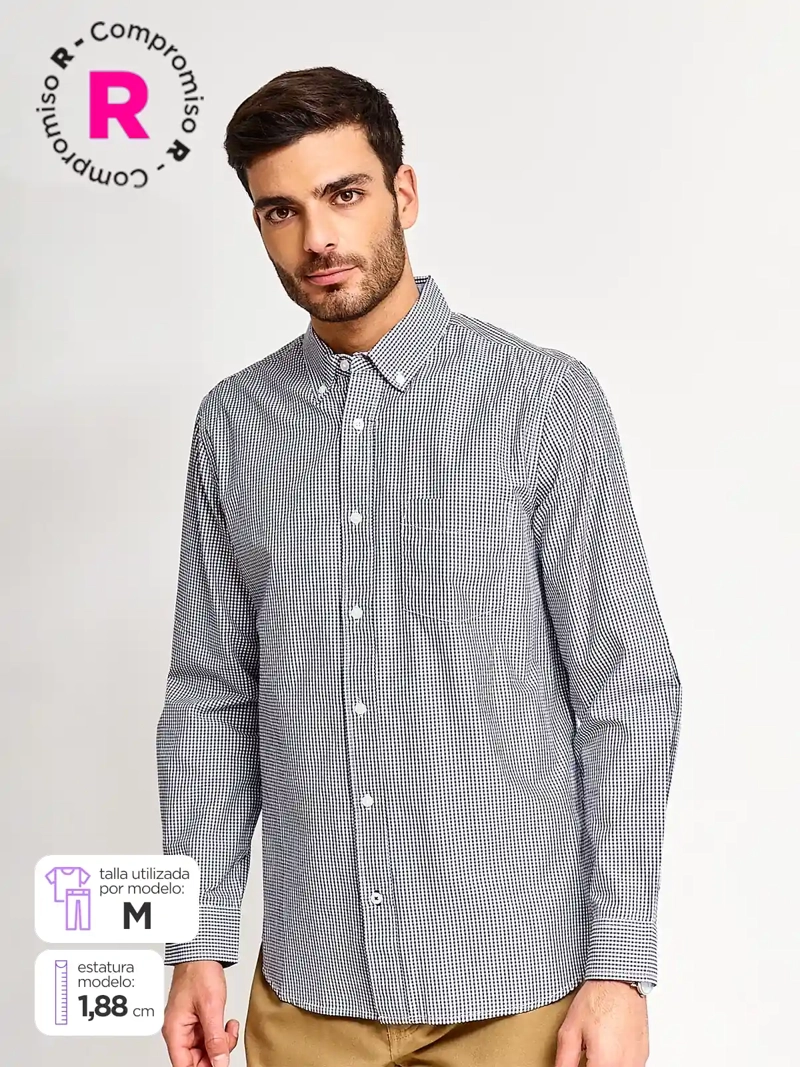 CAMISA HOMBRE KENNETH STEVENS ALGODÓN MANGA LARGA BÁSICA - 1