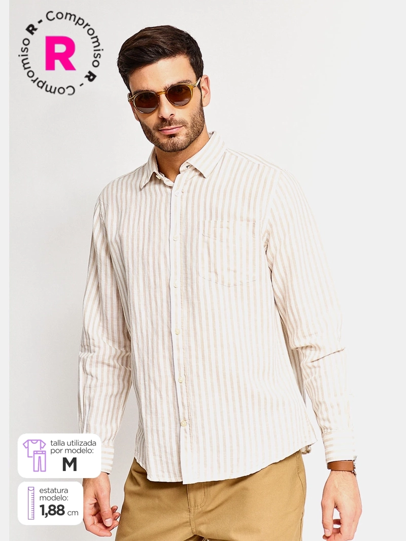 CAMISA HOMBRE KENNETH STEVENS ALGODÓN MANGA LARGA BÁSICA - 1