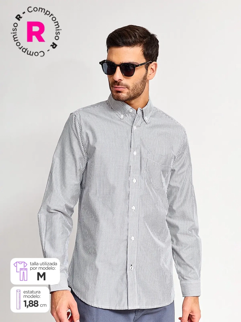 CAMISA HOMBRE KENNETH STEVENS ALGODÓN MANGA LARGA BÁSICA - 1