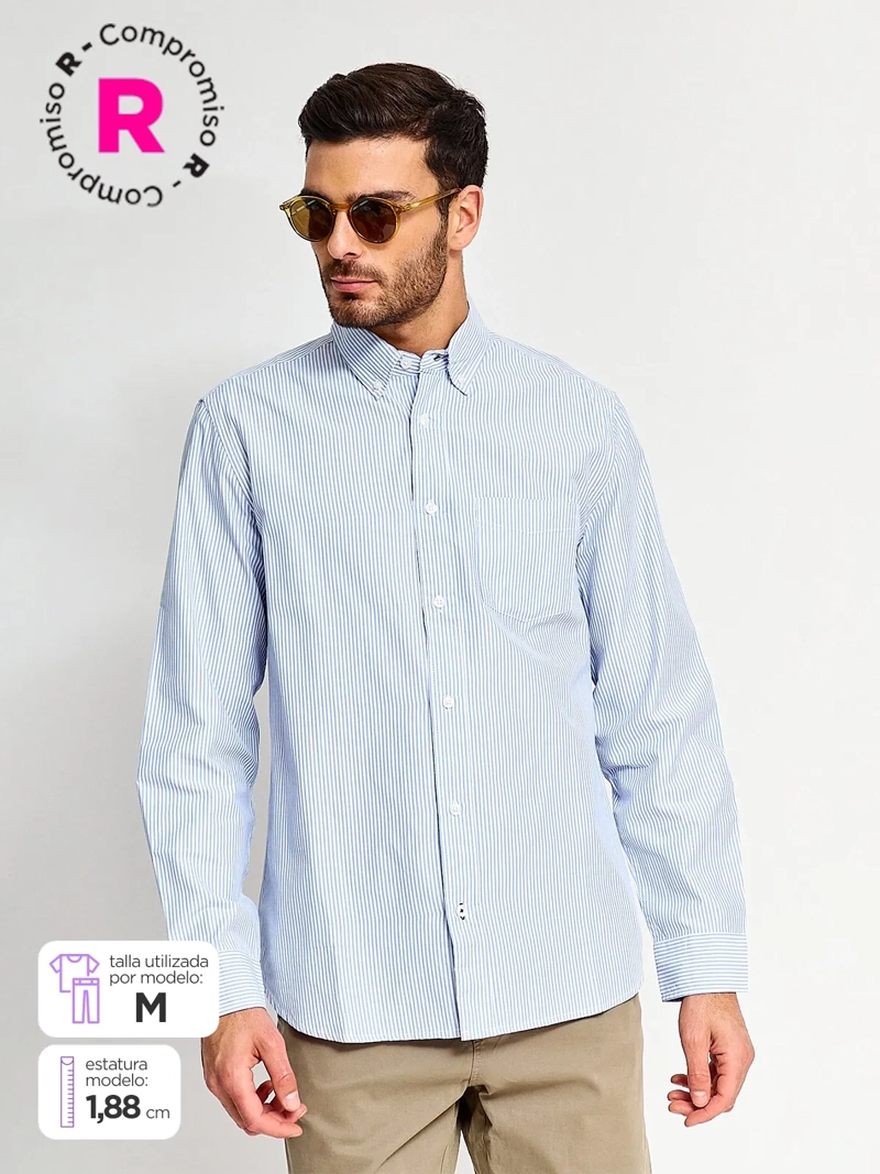 CAMISA HOMBRE KENNETH STEVENS ALGODÓN MANGA LARGA BÁSICA - 1