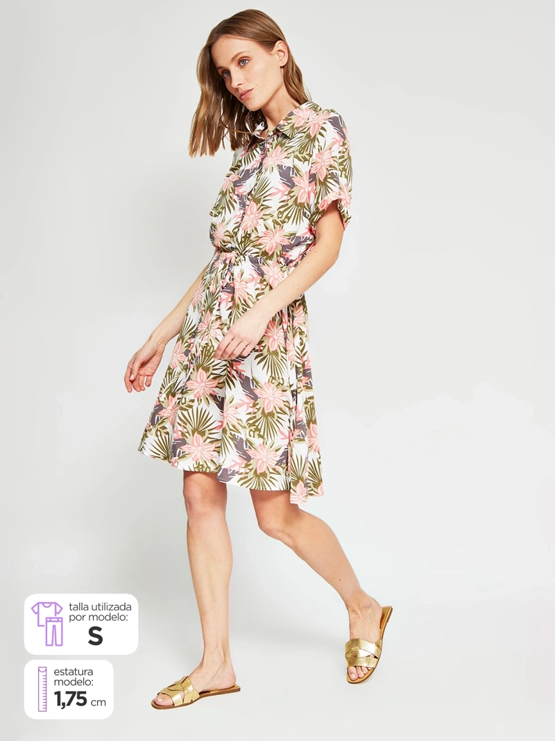 VESTIDO MUJER AZIZ CORTO ESTAMPADO - 1