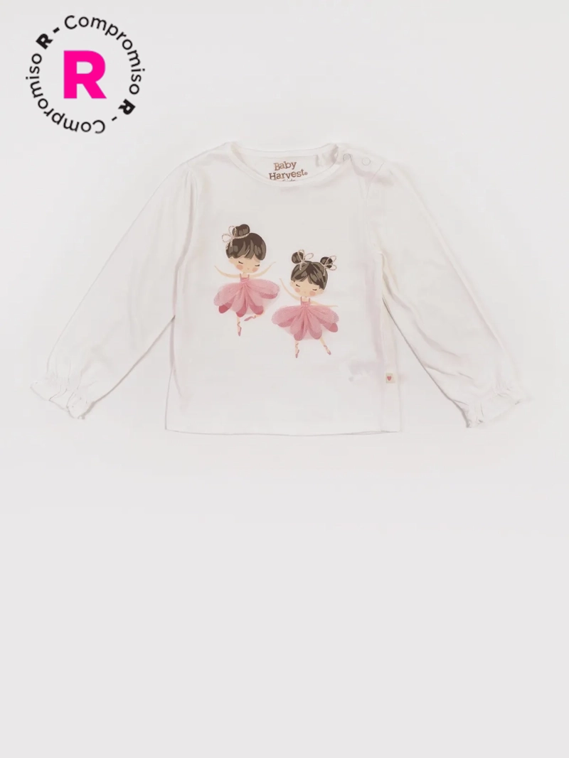 POLERA MANGA LARGA ALGODÓN NIÑA BABY HARVEST APLICACIÓN TUL