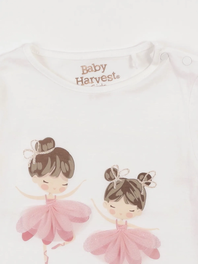 POLERA MANGA LARGA ALGODÓN NIÑA BABY HARVEST APLICACIÓN TUL - 3
