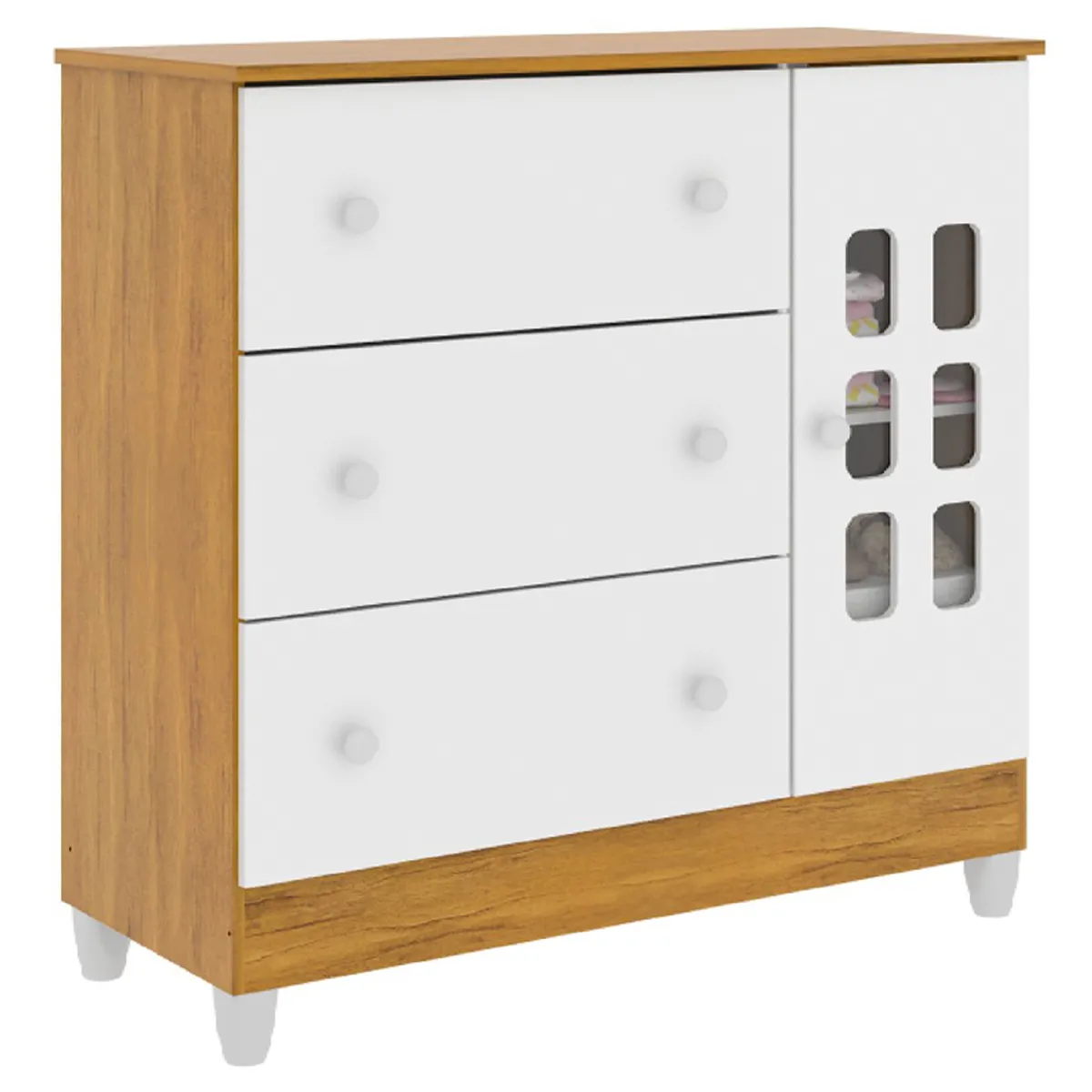 COMODA KIDSCOOL CON PUERTA BLANCO MIEL MARIA - 1