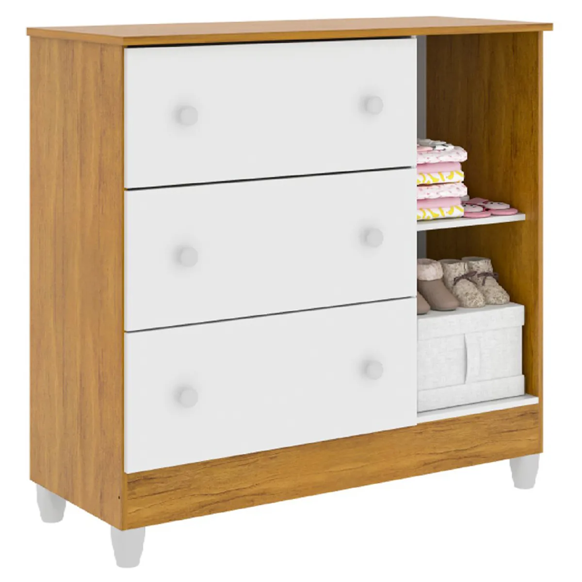 COMODA KIDSCOOL CON PUERTA BLANCO MIEL MARIA - 2