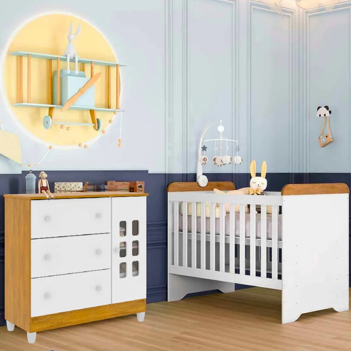 COMODA KIDSCOOL CON PUERTA BLANCO MIEL MARIA - 3