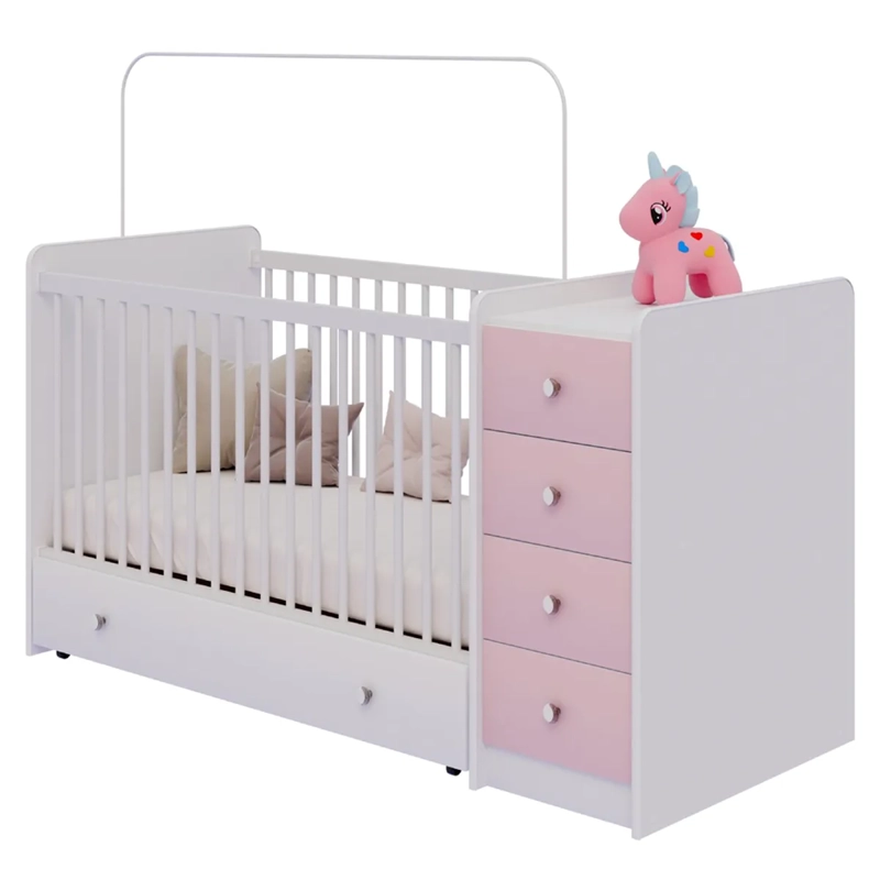 CUNA CON COMODA KIDSCOOL TOP BABY ROSADA - 1