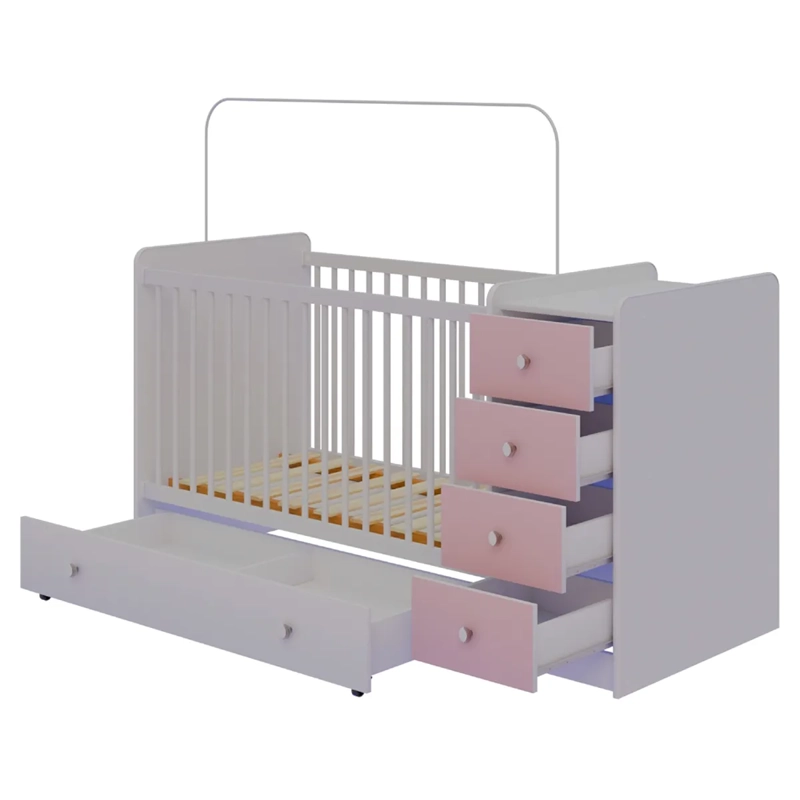 CUNA CON COMODA KIDSCOOL TOP BABY ROSADA - 2
