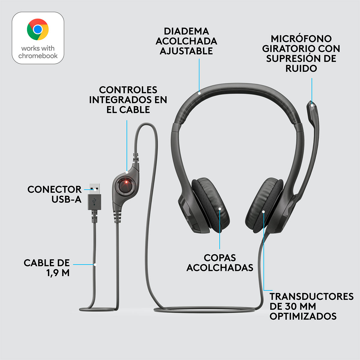 AUDÍFONOS LOGITECH ON EAR H390 - 7