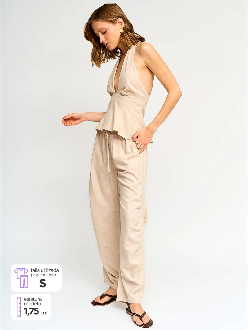 PANTALÓN MUJER INDEX LINO BALLOON PIJAMERO - 1