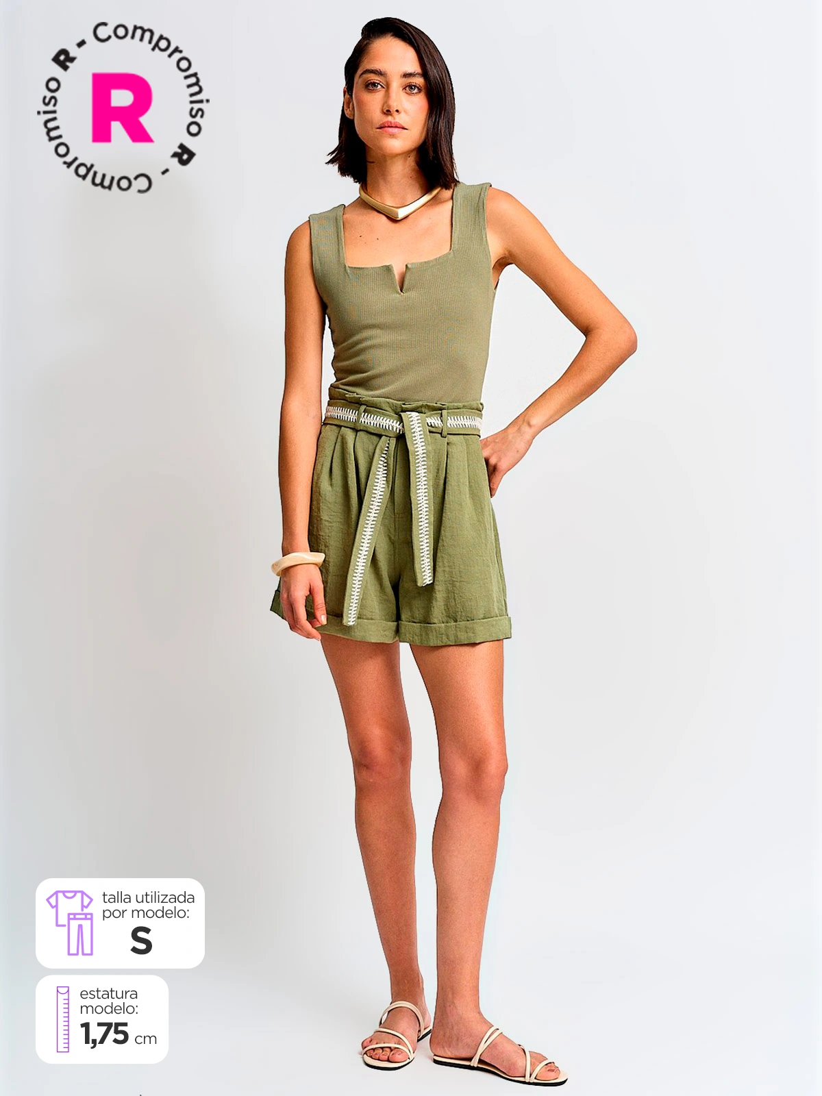 SHORT MUJER MARQUIS CINTURÓN BORDADO - 1