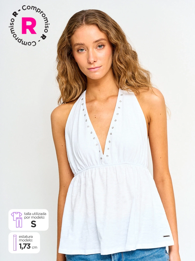 POLERA MUJER BARBADOS ALGODÓN SIN MANGAS HALTER - 1