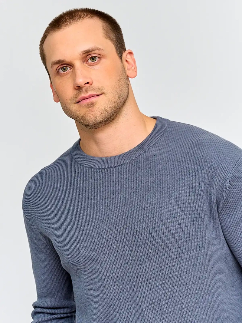 SWEATER HOMBRE CACHAREL ALGODÓN CUELLO REDONDO TEXTURA - 3