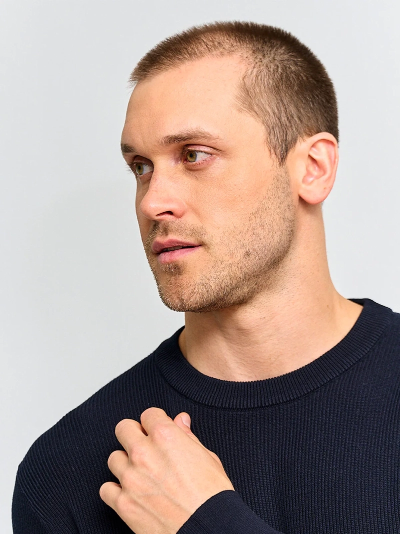 SWEATER HOMBRE CACHAREL ALGODÓN CUELLO REDONDO TEXTURA - 3
