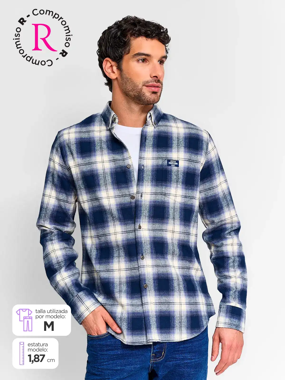 CAMISA HOMBRE ROBERT LEWIS ALGODÓN MANGA LARGA - 1