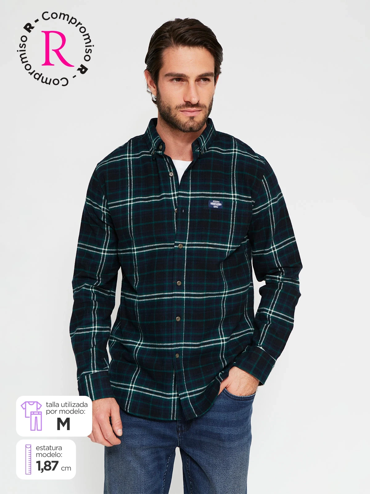 CAMISA HOMBRE ROBERT LEWIS ALGODÓN MANGA LARGA - 1