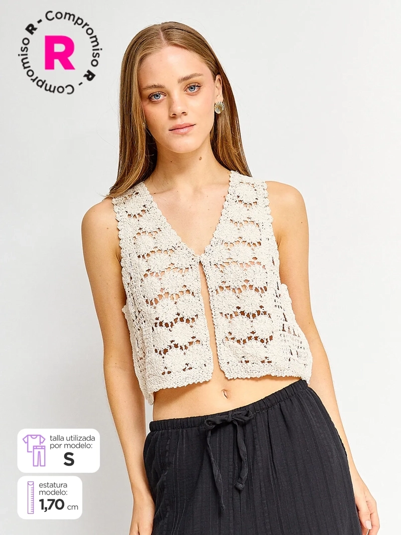 SWEATER MUJER INDEX ALGODÓN SIN MANGAS CROCHET - 1