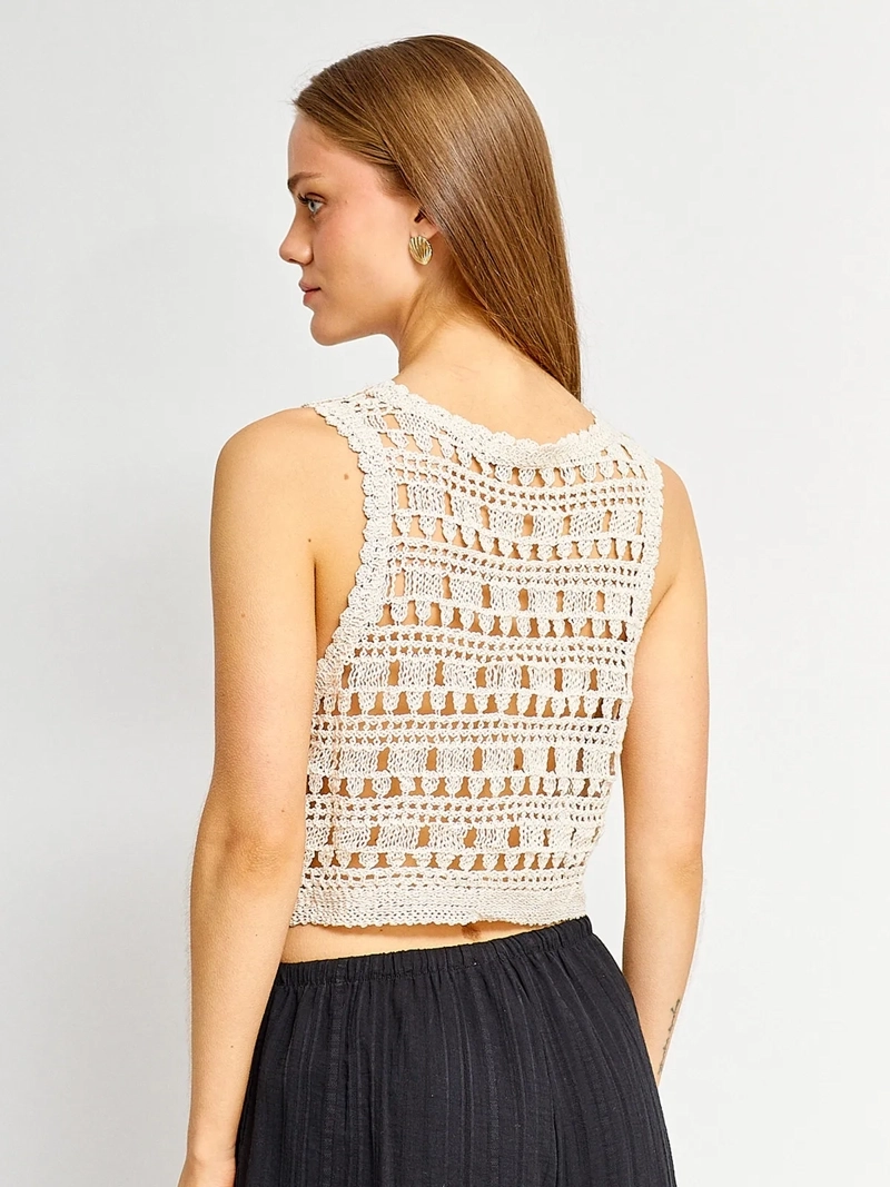 SWEATER MUJER INDEX ALGODÓN SIN MANGAS CROCHET - 2
