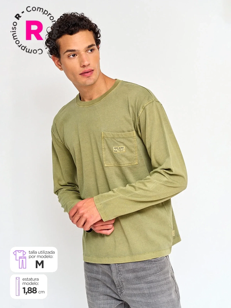 POLERA HOMBRE PEPE JEANS ALGODÓN MANGA LARGA BÁSICA - 1
