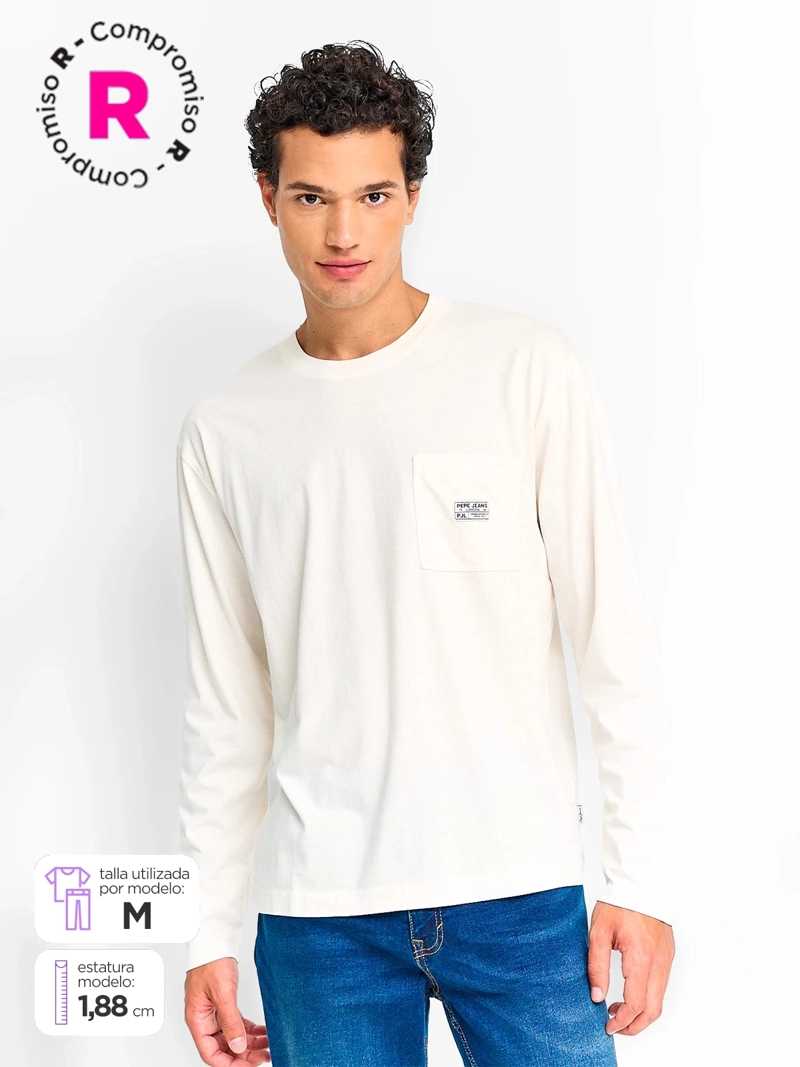 POLERA HOMBRE PEPE JEANS ALGODÓN MANGA LARGA BÁSICA - 1