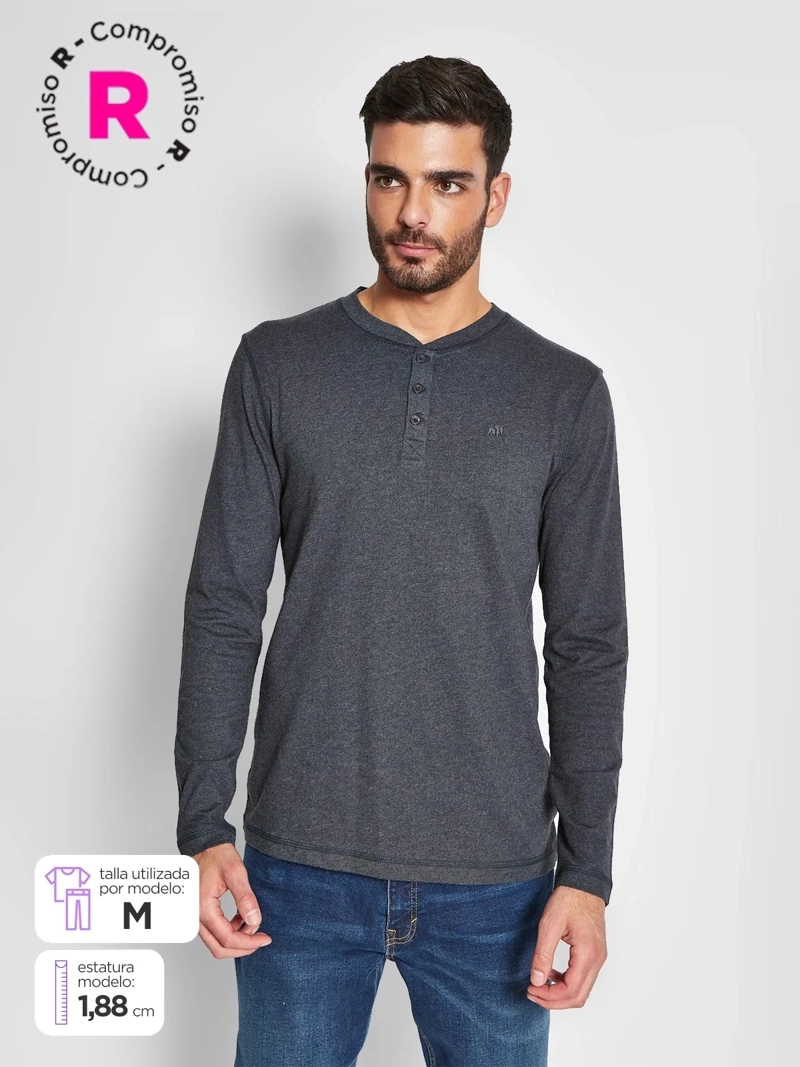 POLERA HOMBRE ROBERT LEWIS ALGODÓN MANGA LARGA BÁSICA - 1