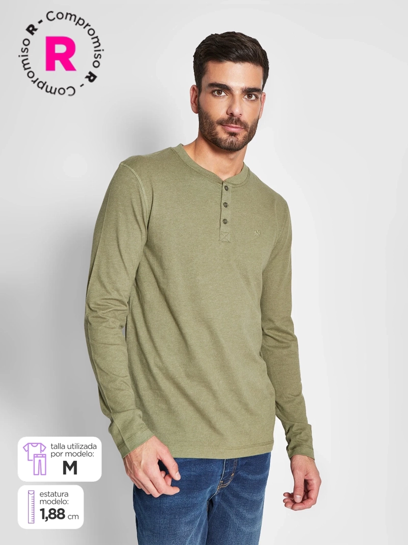 POLERA HOMBRE ROBERT LEWIS ALGODÓN MANGA LARGA BÁSICA - 1