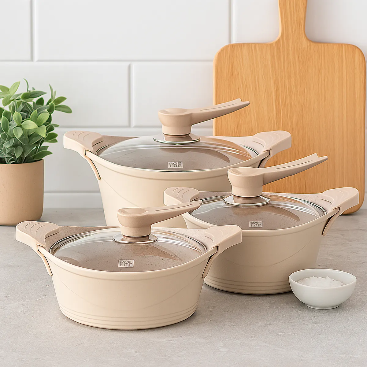 BATERÍA DE COCINA BOHLIER 6 PIEZAS BEIGE - 4