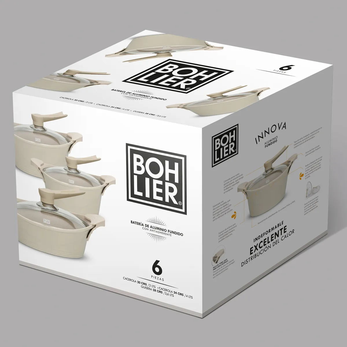 BATERÍA DE COCINA BOHLIER 6 PIEZAS BEIGE - 5