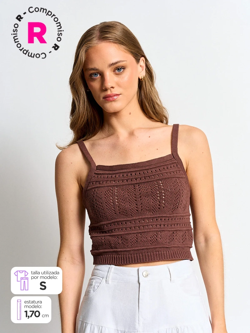 POLERA MUJER INDEX ALGODÓN SIN MANGAS TEJIDO