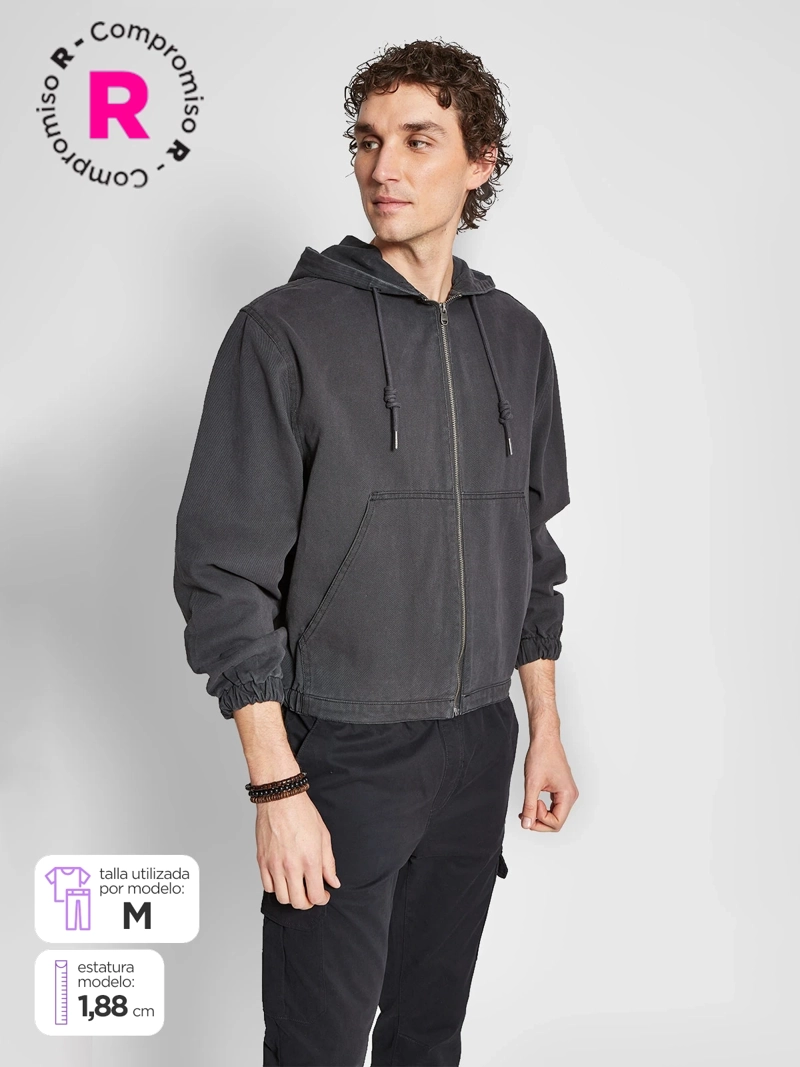 CHAQUETA HOMBRE INDEX ALGODÓN DENIM CON GORRO - 1