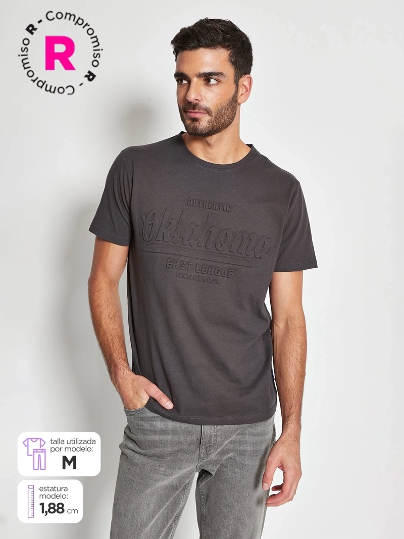 POLERA HOMBRE ROBERT LEWIS ALGODÓN CUELLO REDONDO MANGA CORTA ESTAMPADO - 1