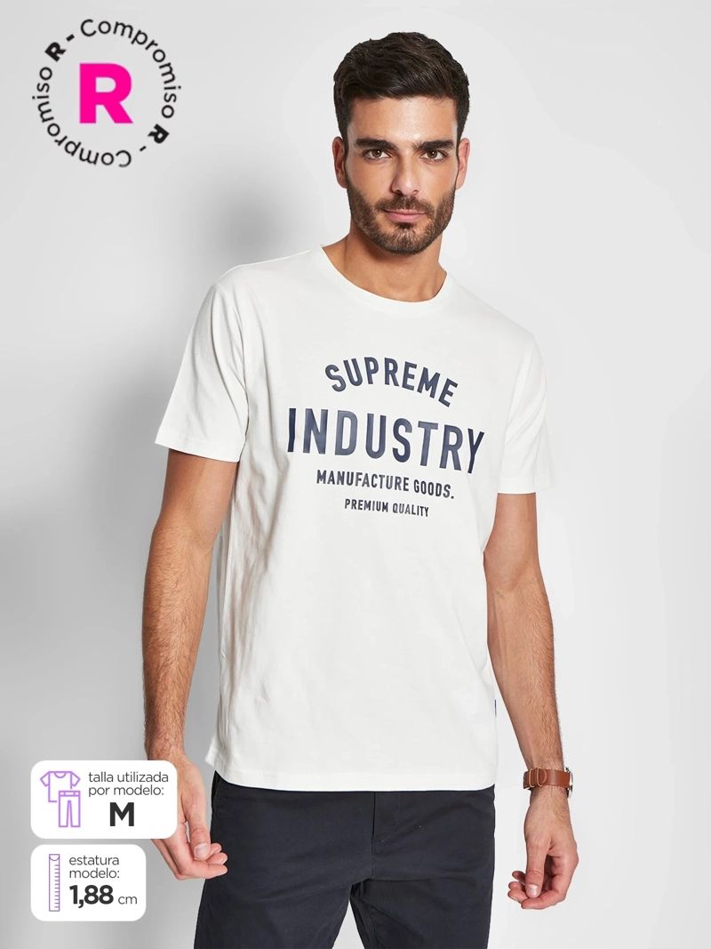 POLERA HOMBRE ROBERT LEWIS ALGODÓN CUELLO REDONDO MANGA CORTA ESTAMPADO - 1