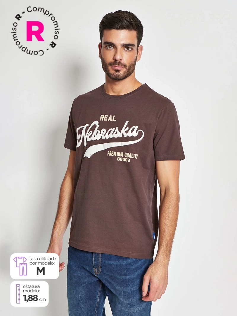 POLERA HOMBRE ROBERT LEWIS ALGODÓN CUELLO REDONDO MANGA CORTA ESTAMPADO - 1