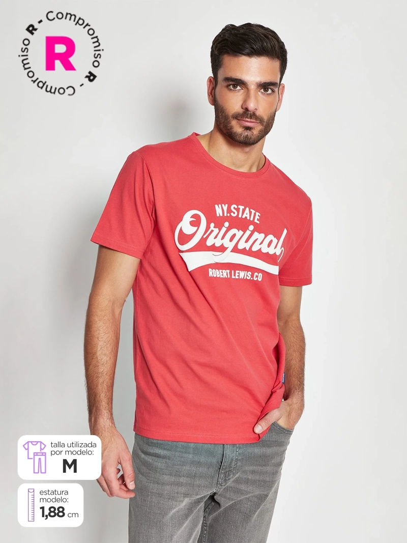 POLERA HOMBRE ROBERT LEWIS ALGODÓN CUELLO REDONDO MANGA CORTA ESTAMPADO - 1