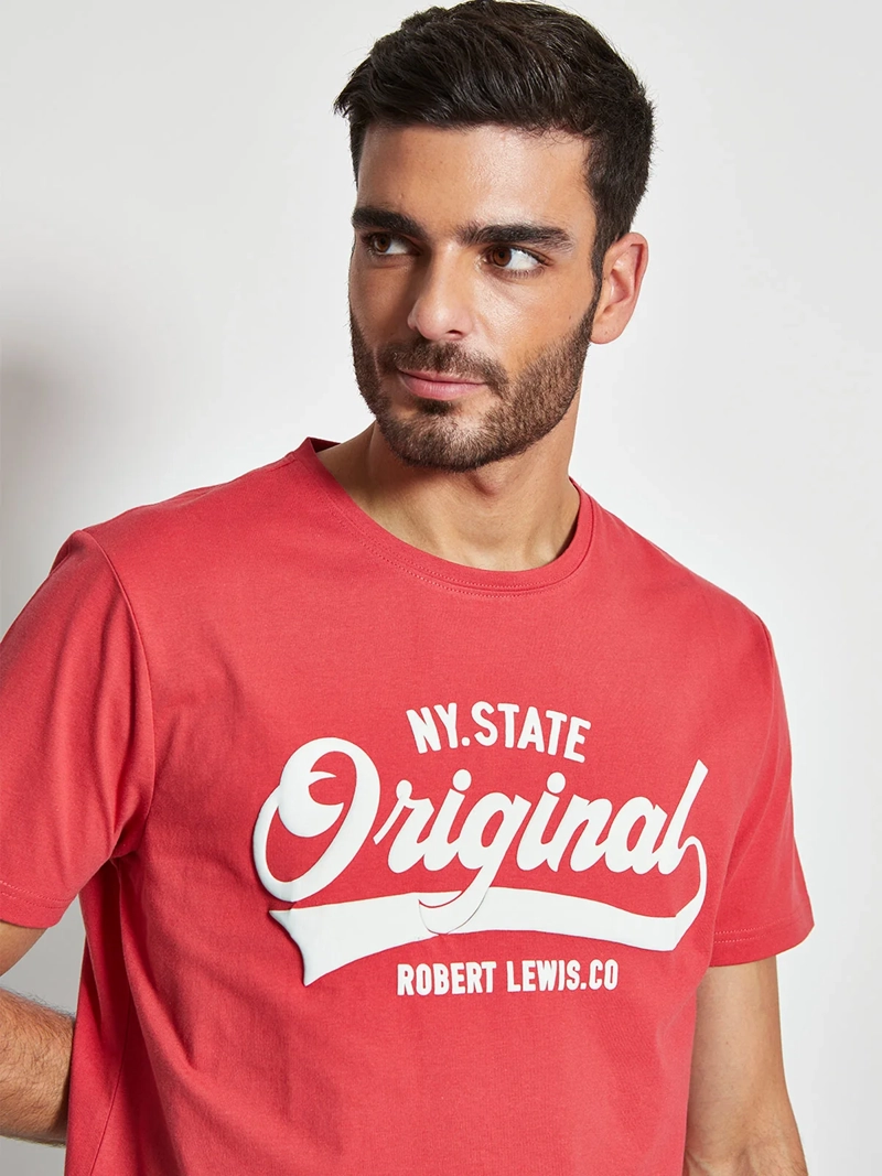 POLERA HOMBRE ROBERT LEWIS ALGODÓN CUELLO REDONDO MANGA CORTA ESTAMPADO - 3
