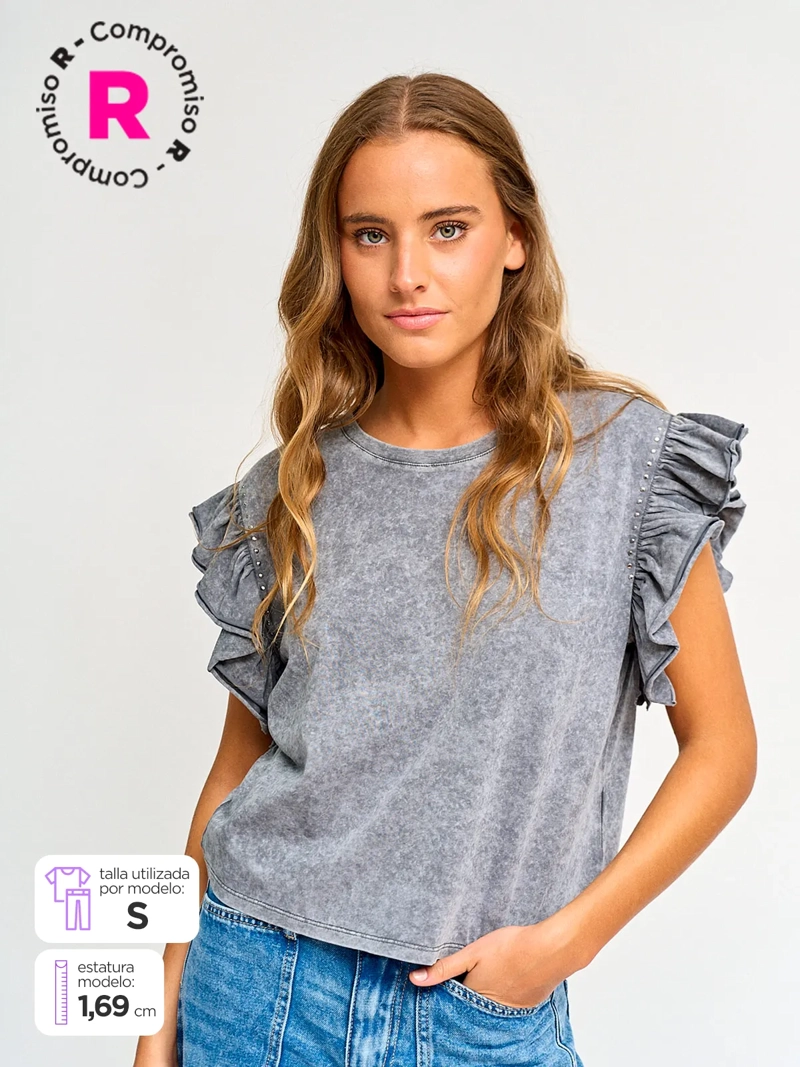 POLERA MUJER BARBADOS ALGODÓN SIN MANGAS VUELOS - 1