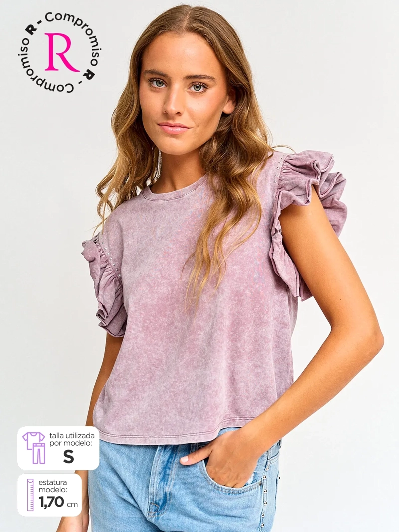 POLERA MUJER BARBADOS ALGODÓN SIN MANGAS VUELOS - 1