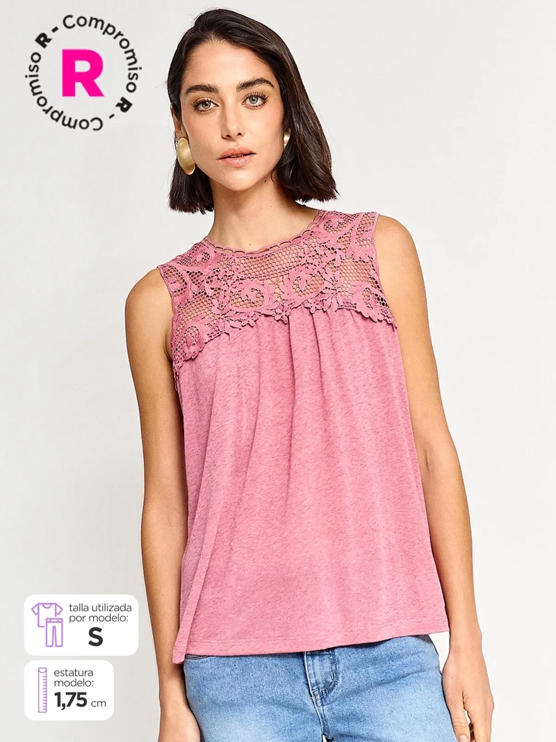 POLERA MUJER TATIENNE SIN MANGAS MACRAMÉ - 1