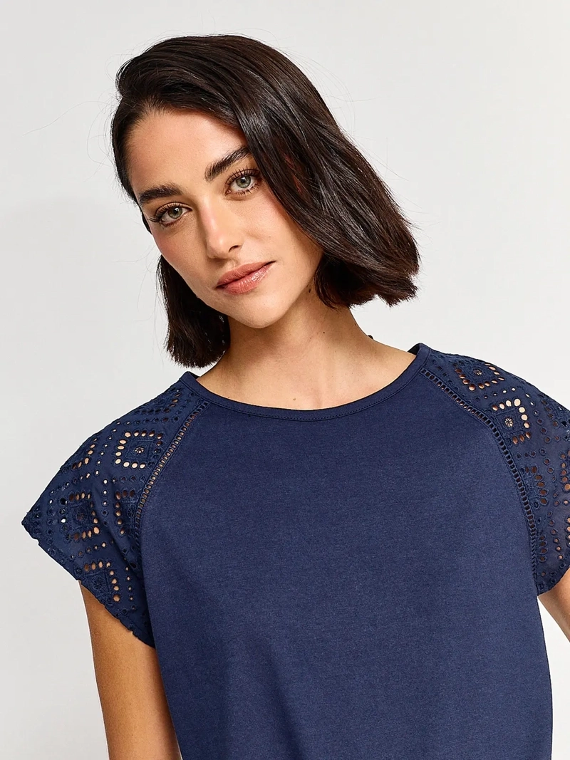 POLERA MUJER REGATTA ALGODÓN MANGA CORTA BORDADO - 3