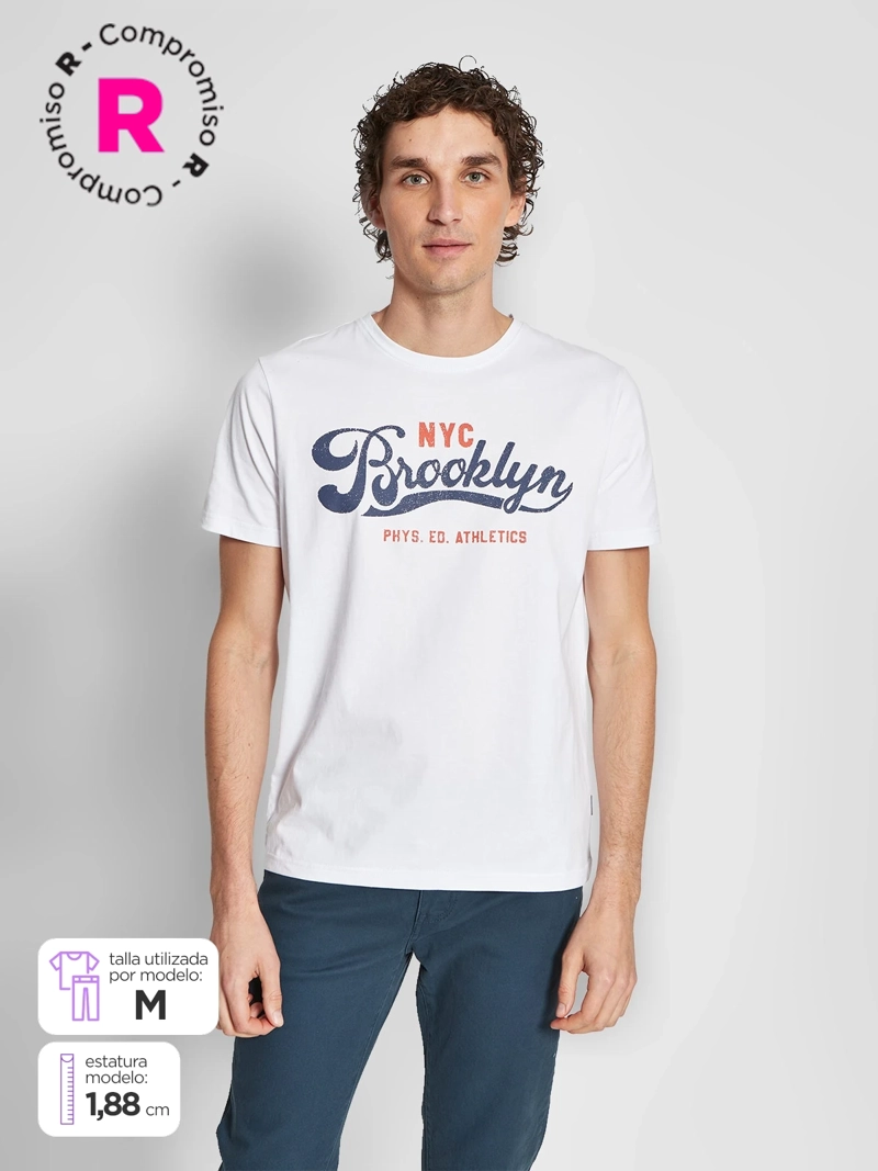 POLERA HOMBRE ROBERT LEWIS ALGODÓN CUELLO REDONDO MANGA CORTA ESTAMPADO - 1
