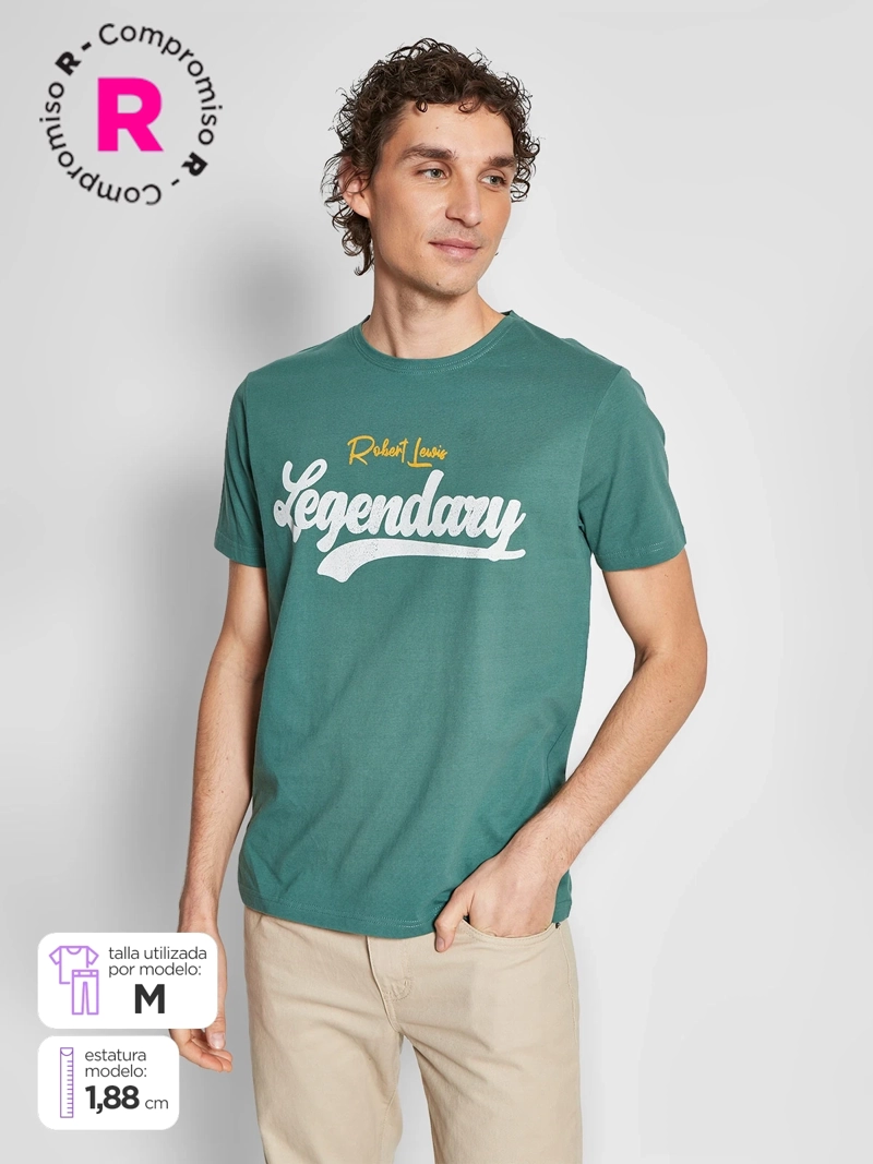 POLERA HOMBRE ROBERT LEWIS ALGODÓN CUELLO REDONDO MANGA CORTA ESTAMPADO - 1