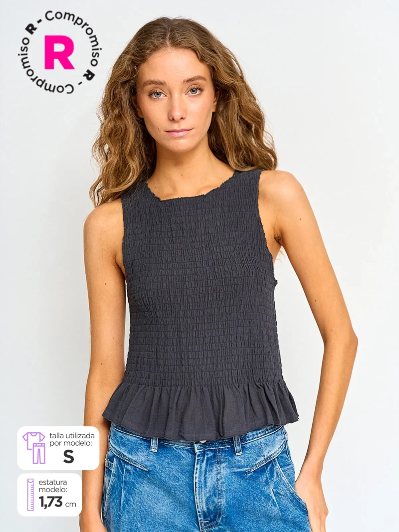 BLUSA MUJER BARBADOS ALGODÓN SIN MANGAS PANAL - 1