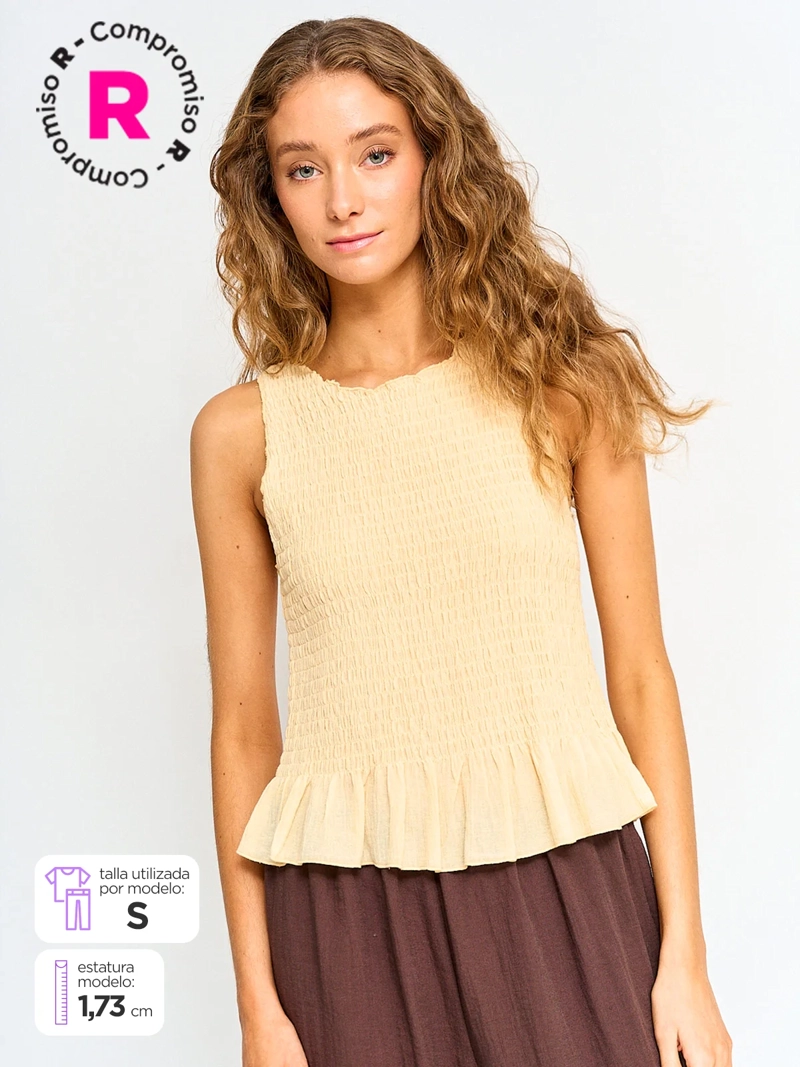 BARBADOS BLUSA MUJER BARBADOS ALGODÓN SIN MANGAS PANAL