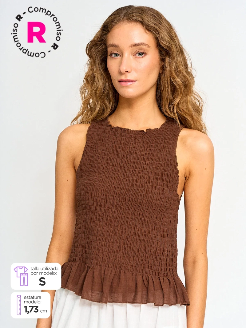 BLUSA MUJER BARBADOS ALGODÓN SIN MANGAS PANAL - 1