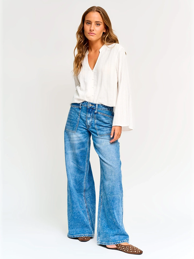 BLUSA MUJER BARBADOS ALGODÓN MANGA LARGA FLUIDA - 4