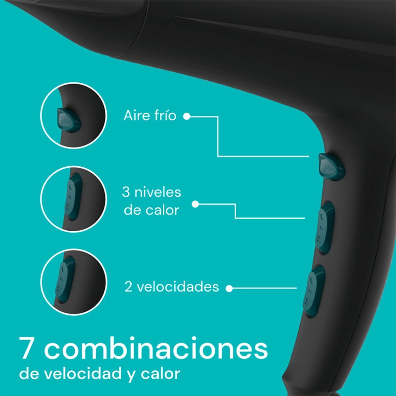 SECADOR DE PELO BEZEL BHR-003 IÓNICO 2200W - 6