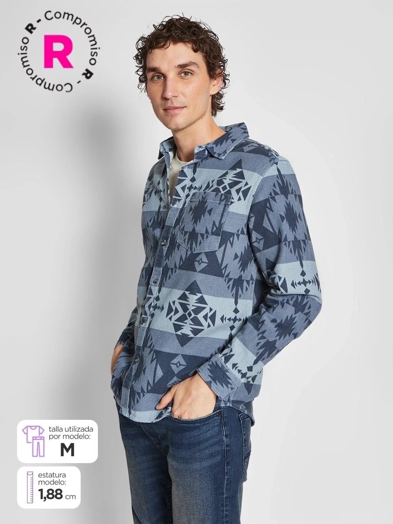 SOBRECAMISA HOMBRE BARBADOS ALGODÓN MANGA LARGA TRIBAL - 1