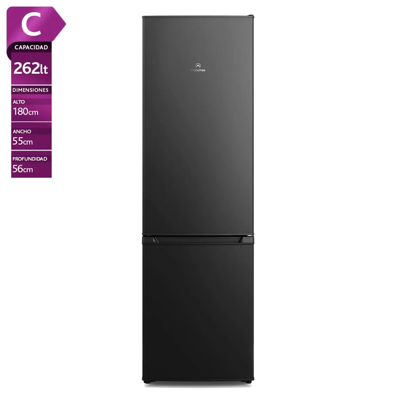 MADEMSA REFRIGERADOR BOTTOM FREEZER MADEMSA MED270B 262L FRIO DIRECTO NEGRO